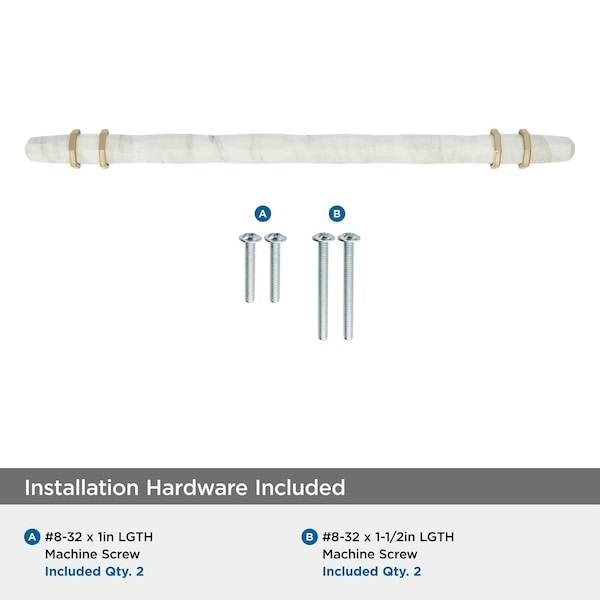 Amerock Carrione 8 inch 203mm Center-to-Center Marble White/Golden Champagne Cabinet Pull - BP36663MWBBZ
