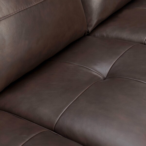 Armen Living Bergen 87" Espresso Genuine Leather Square Arm Sofa - LCBE3ES