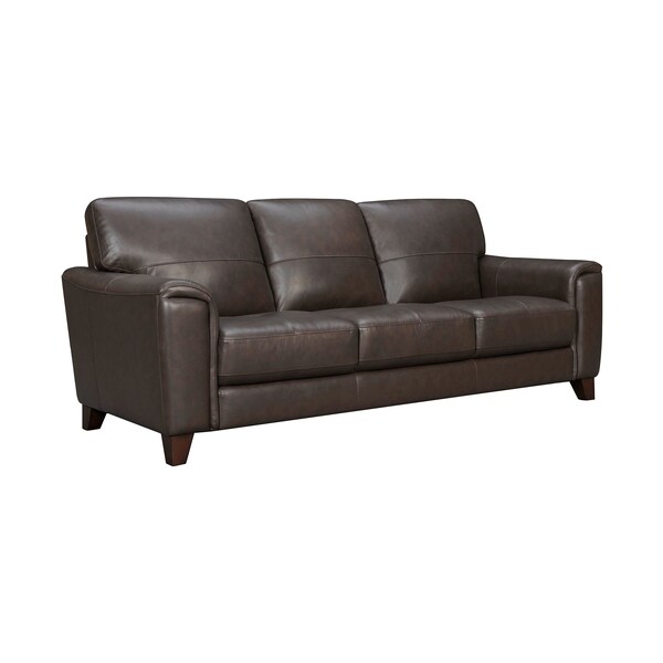 Armen Living Bergen 87" Espresso Genuine Leather Square Arm Sofa - LCBE3ES