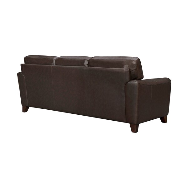Armen Living Bergen 87" Espresso Genuine Leather Square Arm Sofa - LCBE3ES