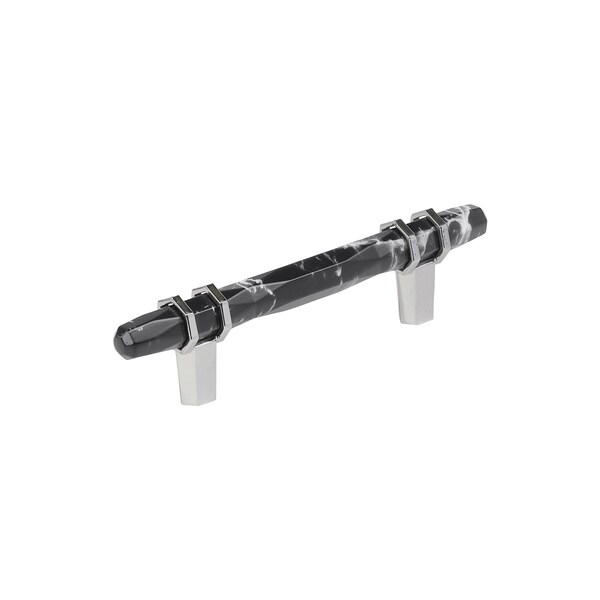 Amerock Carrione 3-3/4 inch 96mm Center-to-Center Marble Black/Polished Chrome Cabinet Pull - BP36648MBK26
