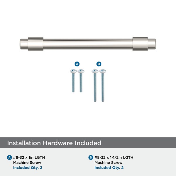 Amerock Destine 3-3/4 inch 96mm Center-to-Center Polished Nickel Cabinet Pull - BP36858PN