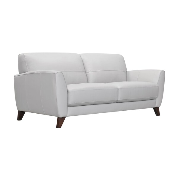 Armen Living Jedd Contemporary Sofa in Genuine Dove Gray Leather with Brown Wood Legs - LCJD3DV