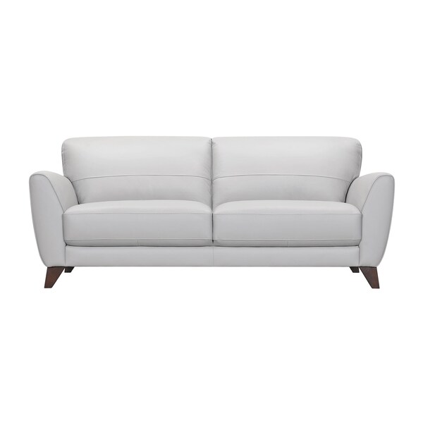 Armen Living Jedd Contemporary Sofa in Genuine Dove Gray Leather with Brown Wood Legs - LCJD3DV