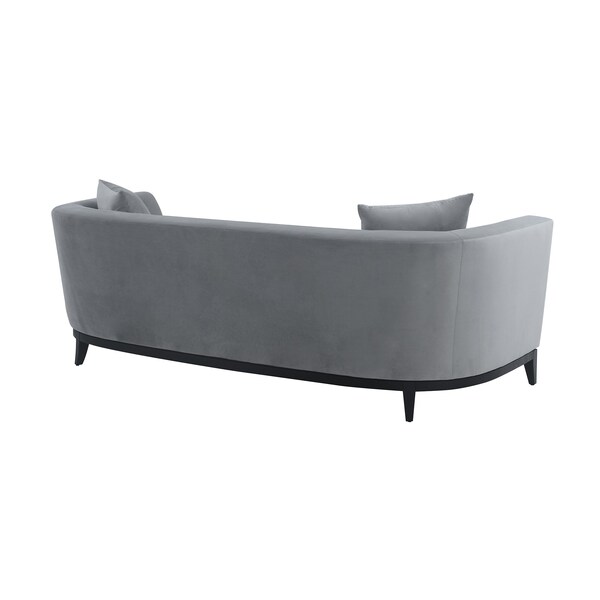 Armen Living Melange Gray Velvet Sofa with Black Wood Base - LCMG3GREY