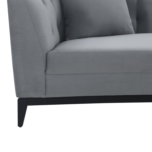 Armen Living Melange Gray Velvet Sofa with Black Wood Base - LCMG3GREY