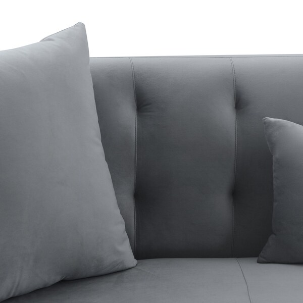 Armen Living Melange Gray Velvet Sofa with Black Wood Base - LCMG3GREY