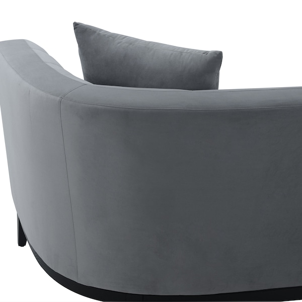 Armen Living Melange Gray Velvet Sofa with Black Wood Base - LCMG3GREY