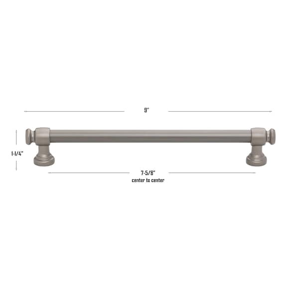 Gliderite Hardware 7-5/8 in. Center to Center Graphite Gray Classic Euro Bar Pull - 4361-192-GPH - 4361-192-GPH-1