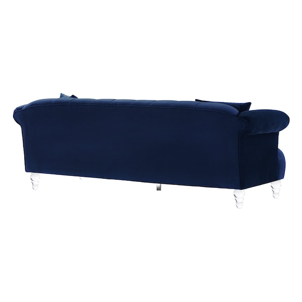 Armen Living Elegance Contemporary Sofa in Blue Velvet with Acrylic Legs - LCEG3BLUE