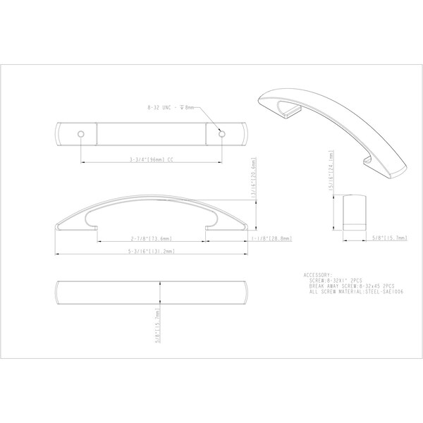 Elements By Hardware Resources 96 mm Center-to-Center Brushed Oil Rubbed Bronze Arched Strickland Cabinet Pull - 771-96DBAC