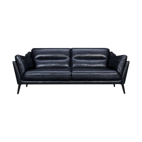 Armen Living Franz 87" Modern Blue Genuine Leather Sofa - LCFR3MBLU