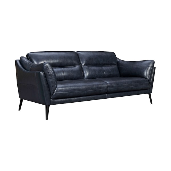 Armen Living Franz 87" Modern Blue Genuine Leather Sofa - LCFR3MBLU