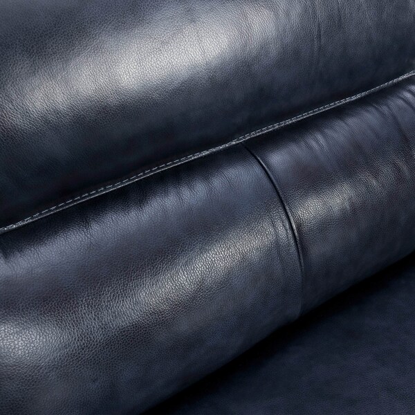 Armen Living Franz 87" Modern Blue Genuine Leather Sofa - LCFR3MBLU