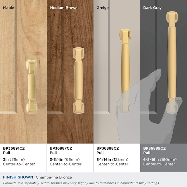 Amerock Stature 6-5/16 in 160 mm Center-to-Center Champagne Bronze Cabinet Pull - BP36889CZ