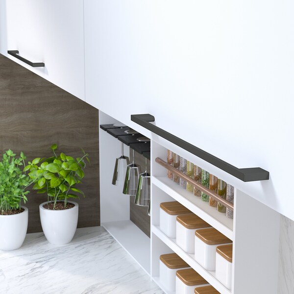 Richelieu 12 5/8 in (320 mm) Center-to-Center Matte Black Contemporary Cabinet Pull - BP8160320900