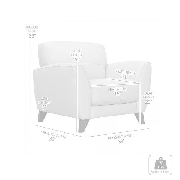 Armen Living Jedd Contemporary Chair in Genuine Black Leather with Brown Wood Legs - LCJD1BL