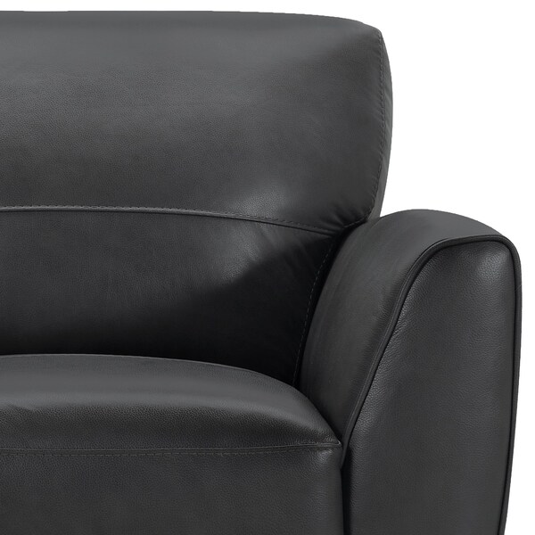 Armen Living Jedd Contemporary Chair in Genuine Black Leather with Brown Wood Legs - LCJD1BL