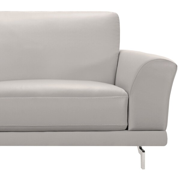 Armen Living Everly Contemporary Sofa in Genuine Dove Gray Leather with Brushed Stainless Steel Legs - LCEV3GR