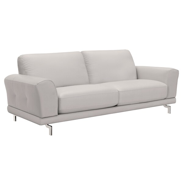 Armen Living Everly Contemporary Sofa in Genuine Dove Gray Leather with Brushed Stainless Steel Legs - LCEV3GR