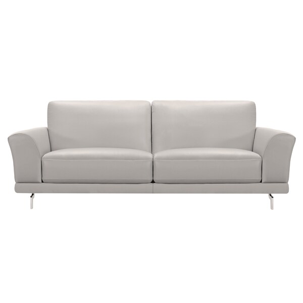 Armen Living Everly Contemporary Sofa in Genuine Dove Gray Leather with Brushed Stainless Steel Legs - LCEV3GR