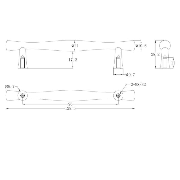 Richelieu 3-3/4 in. (96 mm) Center-to-Center Pewter Traditional Drawer Pull - BP9161196142