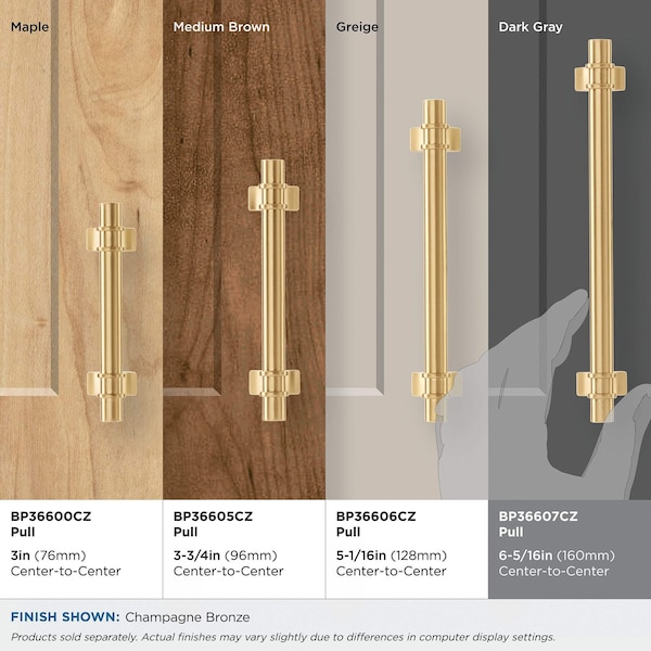 Amerock Davenport 6-5/16 in 160 mm Center-to-Center Champagne Bronze Cabinet Pull - BP36607CZ