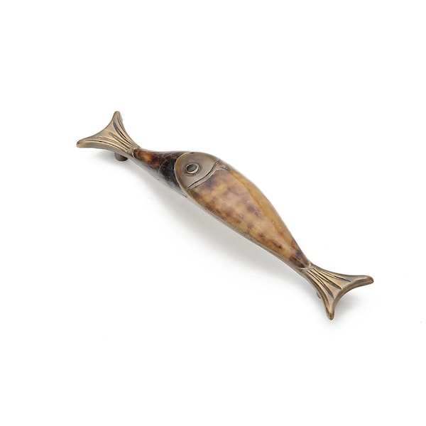 Schaub 4-1/2in Center to Center Tiger Penshell Fish Cabinet Pull Estate Dover Finish - 850-PEN-ED