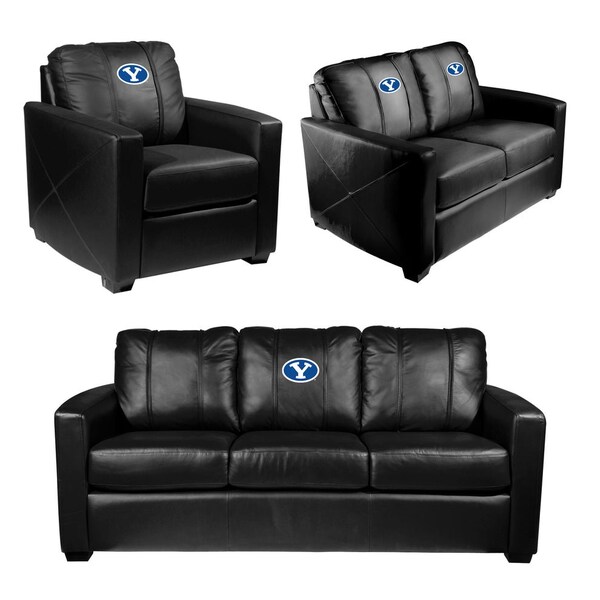Dreamseat Silver Loveseat with BYU Cougars Stretch Y Logo - XZ7759003LSCDBK-PSCOL13231