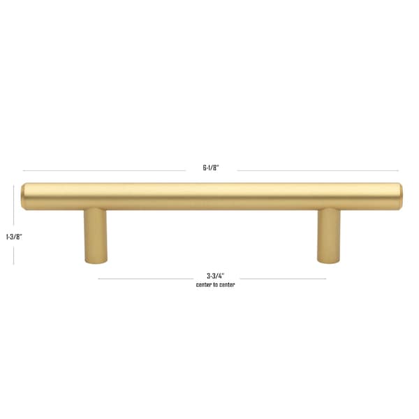 Gliderite Hardware 3-3/4 in. Center to Center Satin Gold Solid Steel Bar Pull - 5001-96-SG, 5PK - 5001-96-SG-5