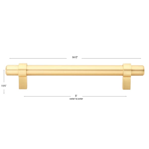 Gliderite Hardware 5-1/16 in. Center to Center Satin Gold Solid Steel Bar Pull - 4007-128-SG, 25PK - 4007-128-SG-25