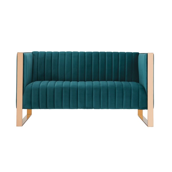 Manhattan Comfort Trillium Loveseat in Aqua Blue and Rose Gold - LS016-TL