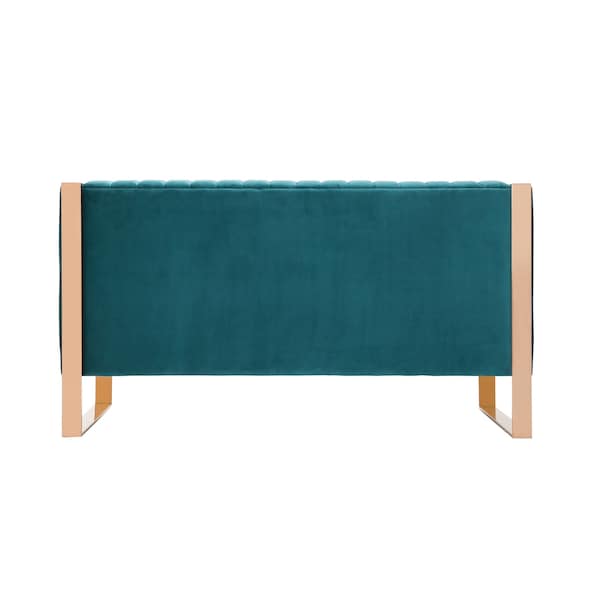 Manhattan Comfort Trillium Loveseat in Aqua Blue and Rose Gold - LS016-TL