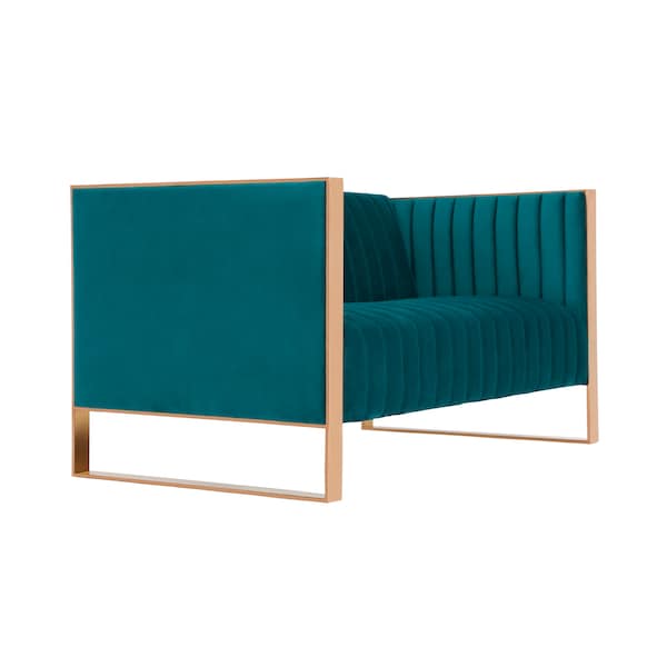 Manhattan Comfort Trillium Loveseat in Aqua Blue and Rose Gold - LS016-TL
