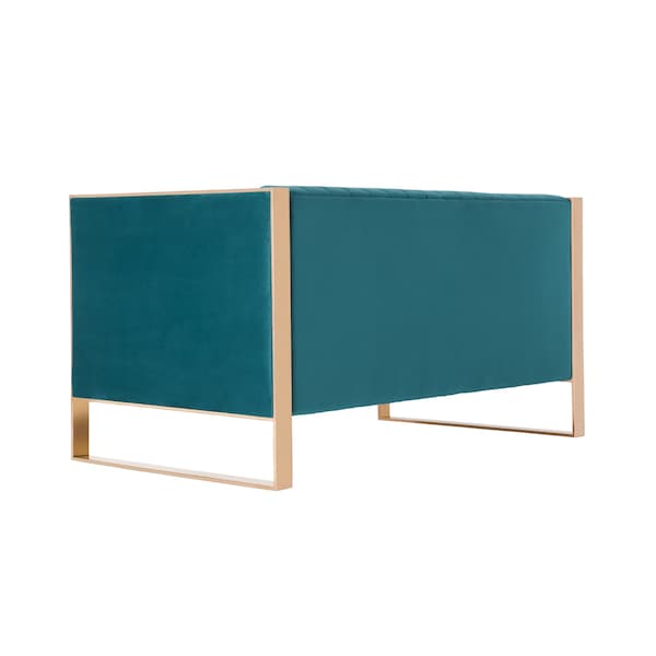 Manhattan Comfort Trillium Loveseat in Aqua Blue and Rose Gold - LS016-TL