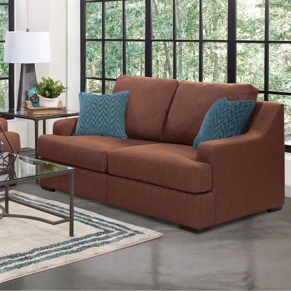 American Furniture Classics Earthtone Sloped Track Arm Loveseat Sofa, Cinnamon - 8-020-A65V2