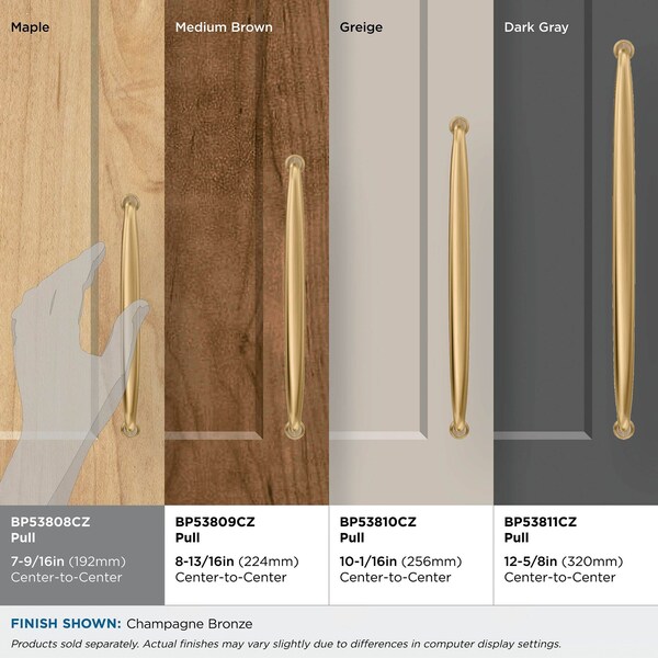 Amerock Kane 7-9/16 inch 192mm Center-to-Center Champagne Bronze Cabinet Pull - BP53808CZ