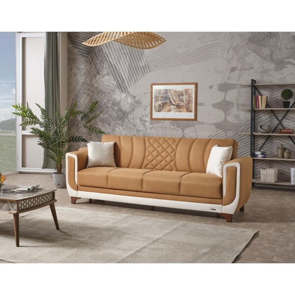Furnia 35 x 92 x 31 in. Berre 3 Seat Convertibel Sleeper Sofa, Orange - HD-10-DZ202-BER-ORG