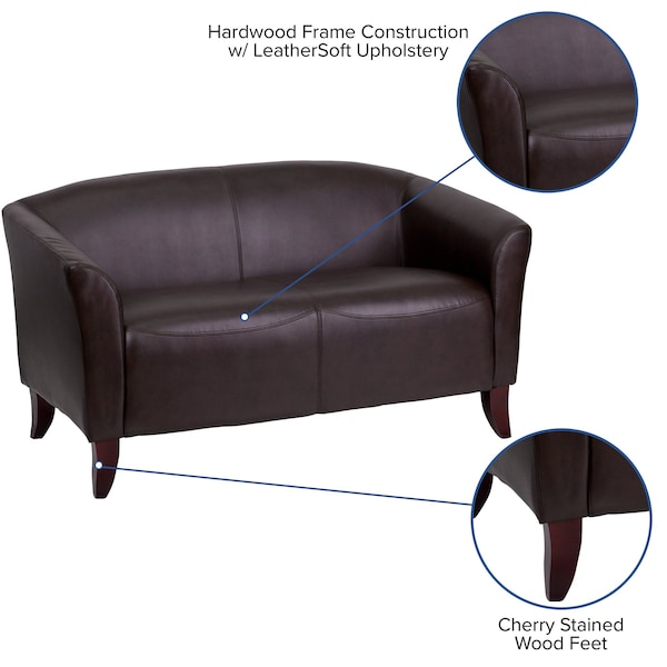 Flash Furniture Loveseat, 29" x 29", Upholstery Color: Brown - 111-2-BN-GG