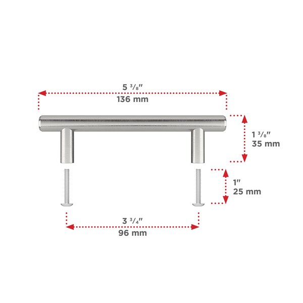 Richelieu Roosevelt Collection 3 3/4-inch Brushed Nickel Modern Cabinet Bar Pull - BP20596195