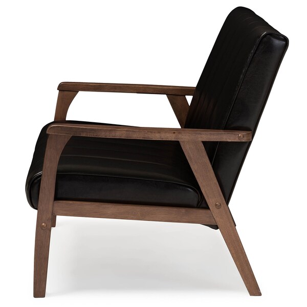 Baxton Studio Nikko Mid-century Dark Brown Faux Leather Wooden 2-Seater Loveseat - 121-6747