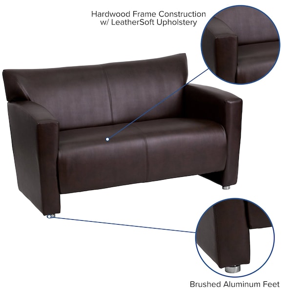 Flash Furniture Loveseat, 30" x 31-1/4", Upholstery Color: Brown - 222-2-BN-GG