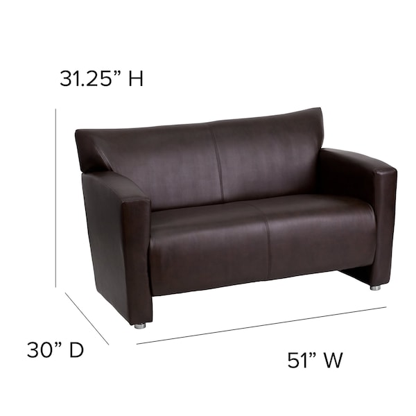 Flash Furniture Loveseat, 30" x 31-1/4", Upholstery Color: Brown - 222-2-BN-GG