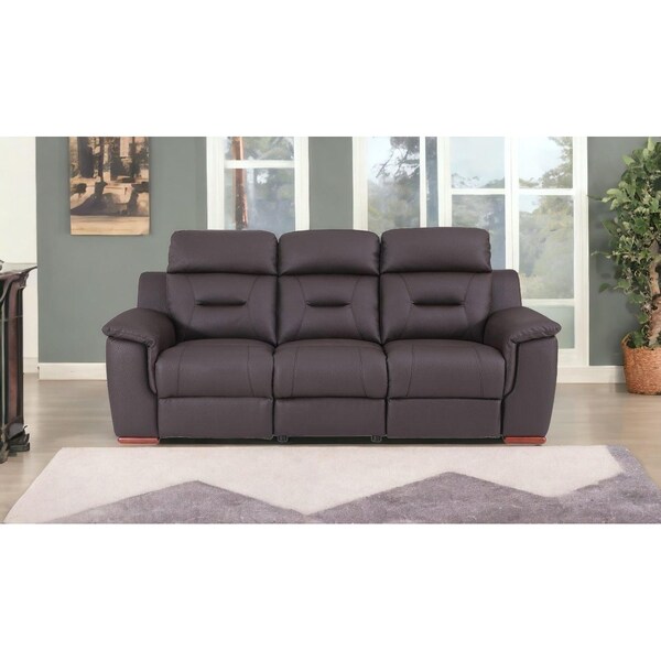 Homeroots 90 x 41 x 41 in. Modern Brown Leather Reclining Sofa - 343838