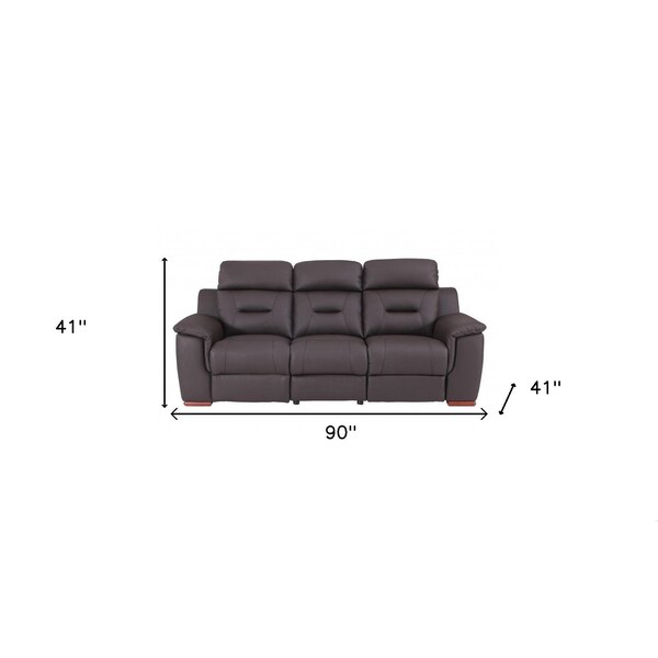 Homeroots 90 x 41 x 41 in. Modern Brown Leather Reclining Sofa - 343838