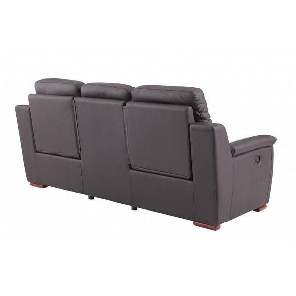 Homeroots 90 x 41 x 41 in. Modern Brown Leather Reclining Sofa - 343838