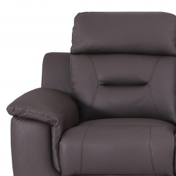 Homeroots 90 x 41 x 41 in. Modern Brown Leather Reclining Sofa - 343838