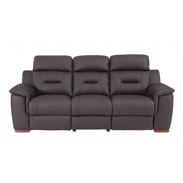 Homeroots 90 x 41 x 41 in. Modern Brown Leather Reclining Sofa - 343838