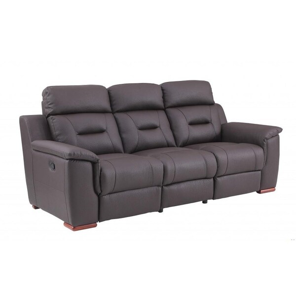 Homeroots 90 x 41 x 41 in. Modern Brown Leather Reclining Sofa - 343838