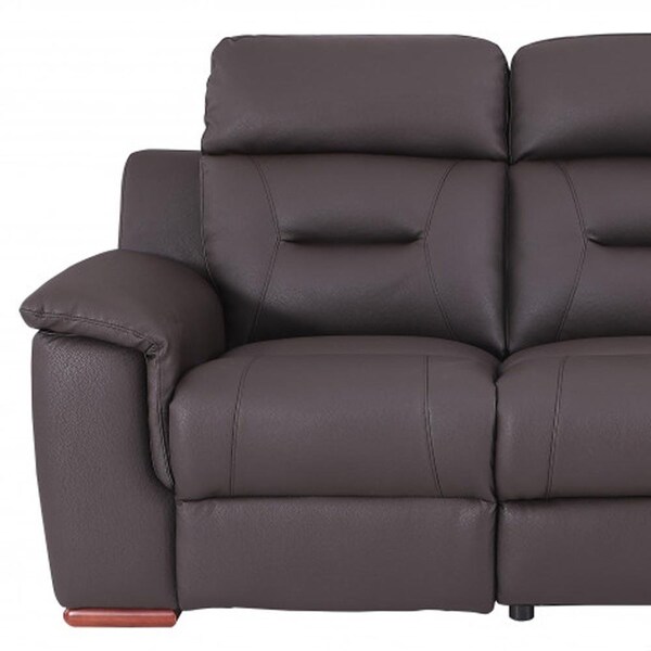 Homeroots 90 x 41 x 41 in. Modern Brown Leather Reclining Sofa - 343838